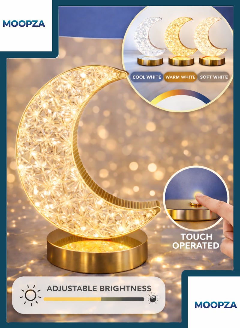 مووبزا مصباح كريستال بلمسة واحدة مع سطوع قابل للتعديل، 3 ألوان، بطارية تدوم 12 ساعة, زينة رمضان و عيد, إضاءة ديكور للمائدة، غرفة النوم، المطاعم والمناسبات الخاصة - Image 1